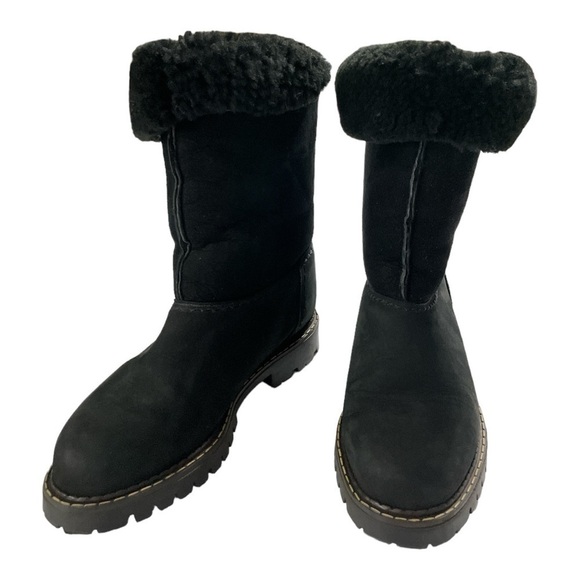 Sorel Suede Shearling Foldover Tall Black Boots Black Size 7M - Picture 1 of 8